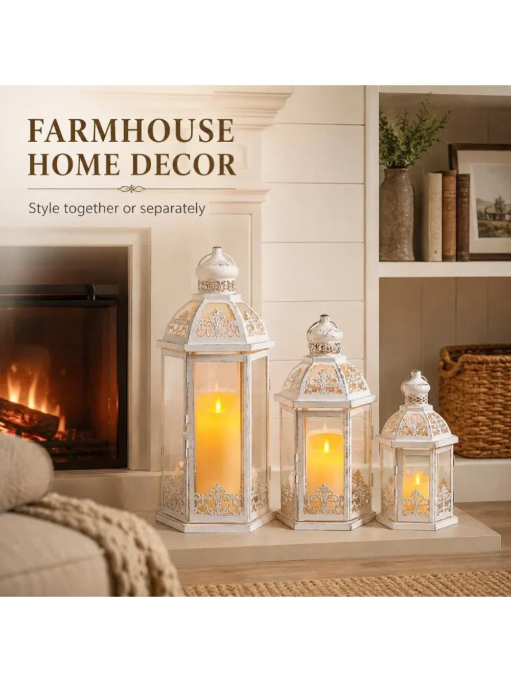 Large Vintage Decorative Lantern Set - 3 Sizes for Indoor/Outdoor Home Decor
